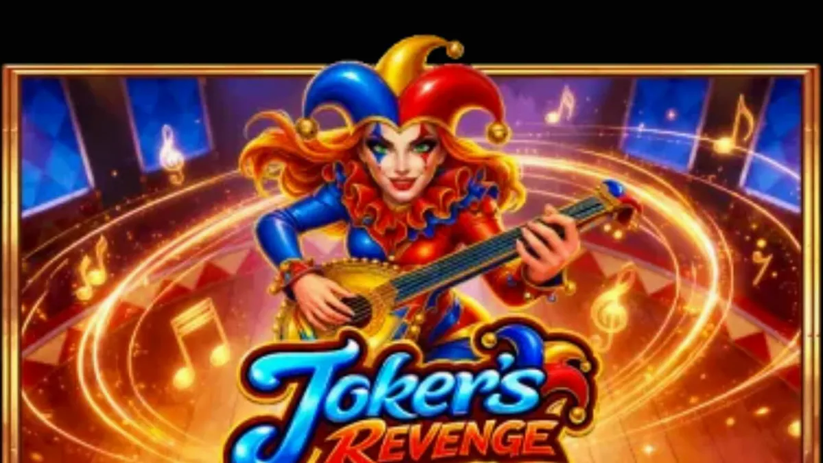Interface do jogo Joker's Revenge com elementos temáticos de carnaval e bobo da corte