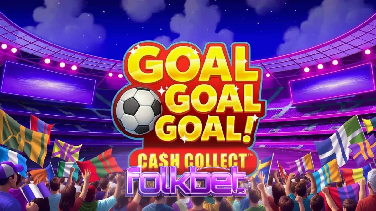Interface do jogo Goal Goal Goal: Cash Collect com elementos de estádio e símbolos de futebol